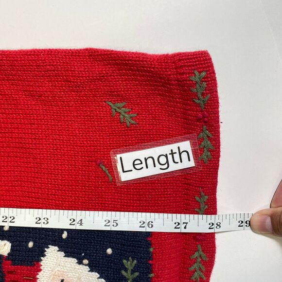 The Quacker Factory Womens Red Santa Christmas Button Up Cardigan Sweater Sz M - Picture 6 of 10